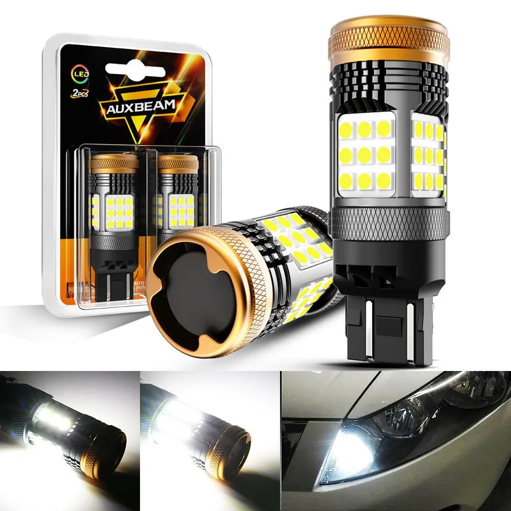 T20 7443 7440 LED Backup Reverse/Turn Signal/Brake Tail Light Bulbs 56W 600% High Brightness CAN-Bus Error Free 6500K White B21 Series | 2 Bulbs