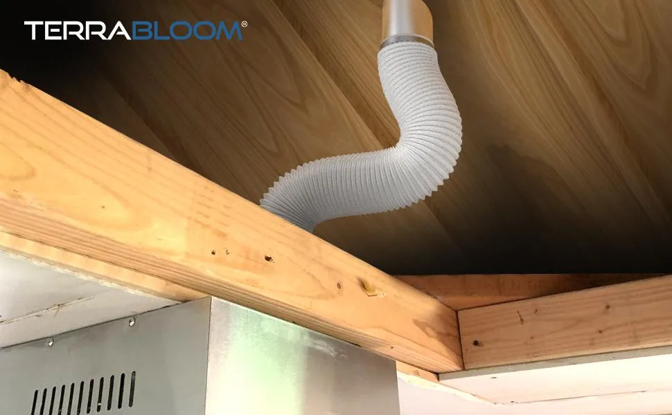 TerraBloom 4" Air Duct - 8 FT Long, White Flexible Ducting with 2 Clamps