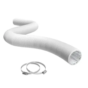 TerraBloom 4" Air Duct - 8 FT Long, White Flexible Ducting with 2 Clamps