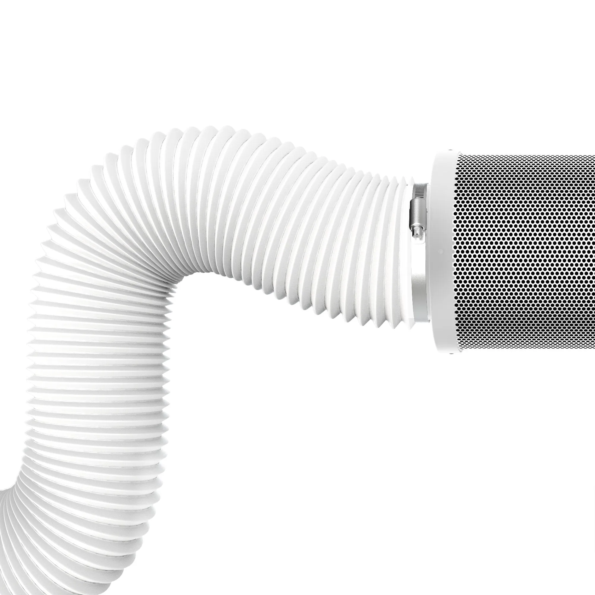 TerraBloom 4" Air Duct - 8 FT Long, White Flexible Ducting with 2 Clamps