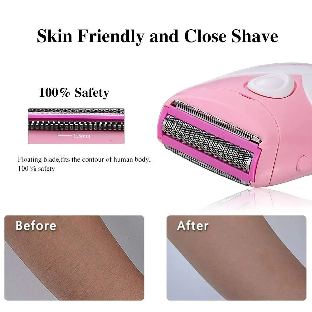 TOUCHBeauty Essentials Waterproof Wet Dry Shaving Electric Body and Bikini Dual Blade Hair Removal Trimmer Shaver TB-1459 (Pink)