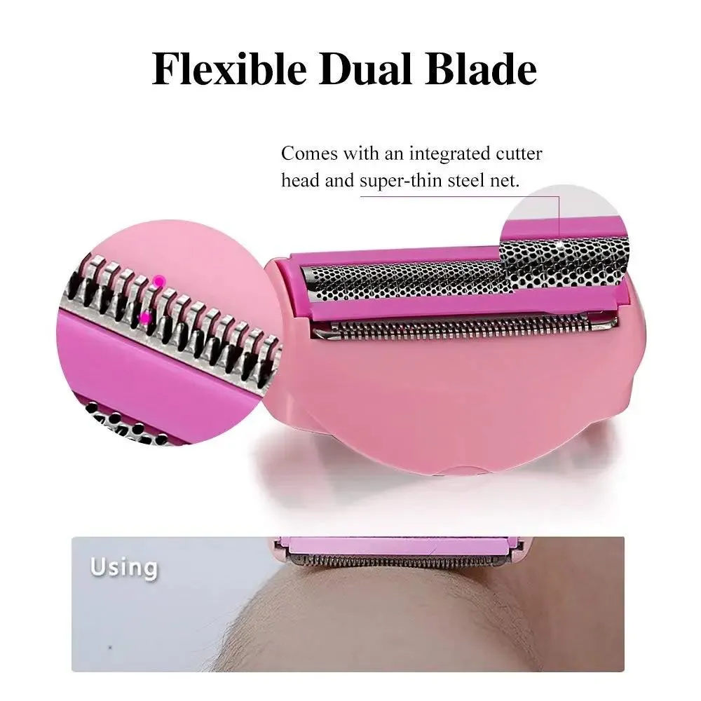 TOUCHBeauty Essentials Waterproof Wet Dry Shaving Electric Body and Bikini Dual Blade Hair Removal Trimmer Shaver TB-1459 (Pink)