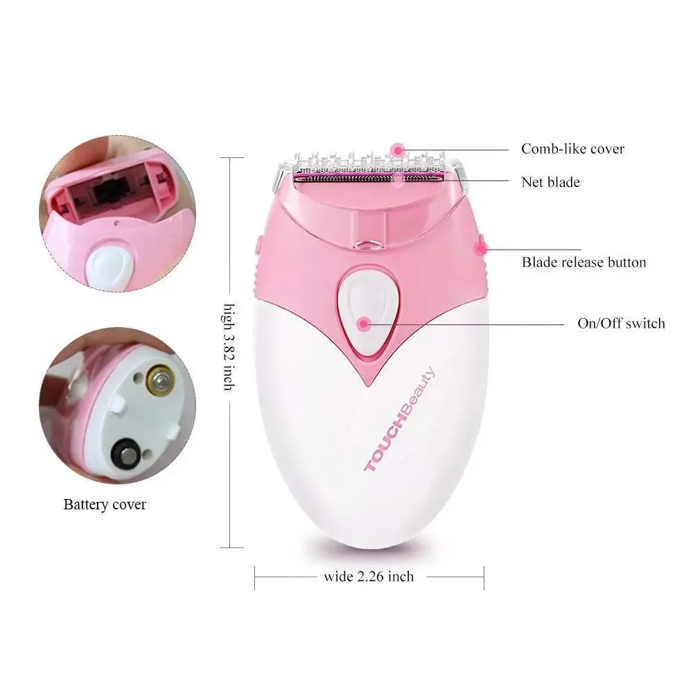 TOUCHBeauty Essentials Waterproof Wet Dry Shaving Electric Body and Bikini Dual Blade Hair Removal Trimmer Shaver TB-1459 (Pink)