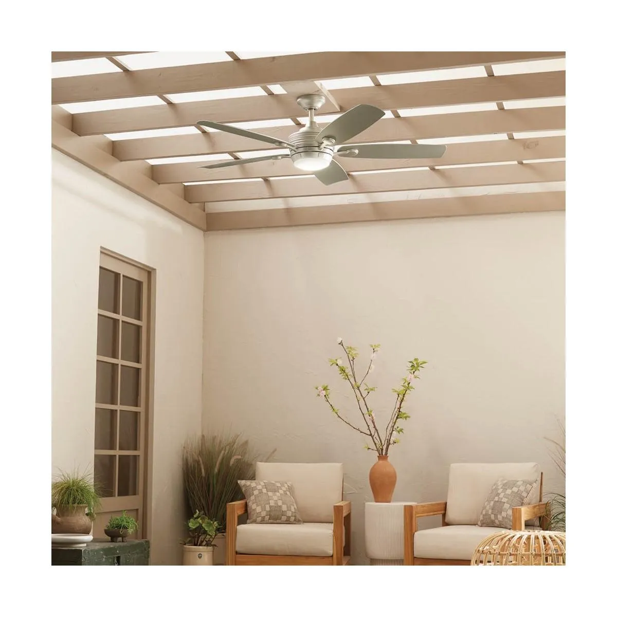 Tranquil Weather  56 Inch Brushed Nickel LED Wet Rated Ceiling Fan with Remote