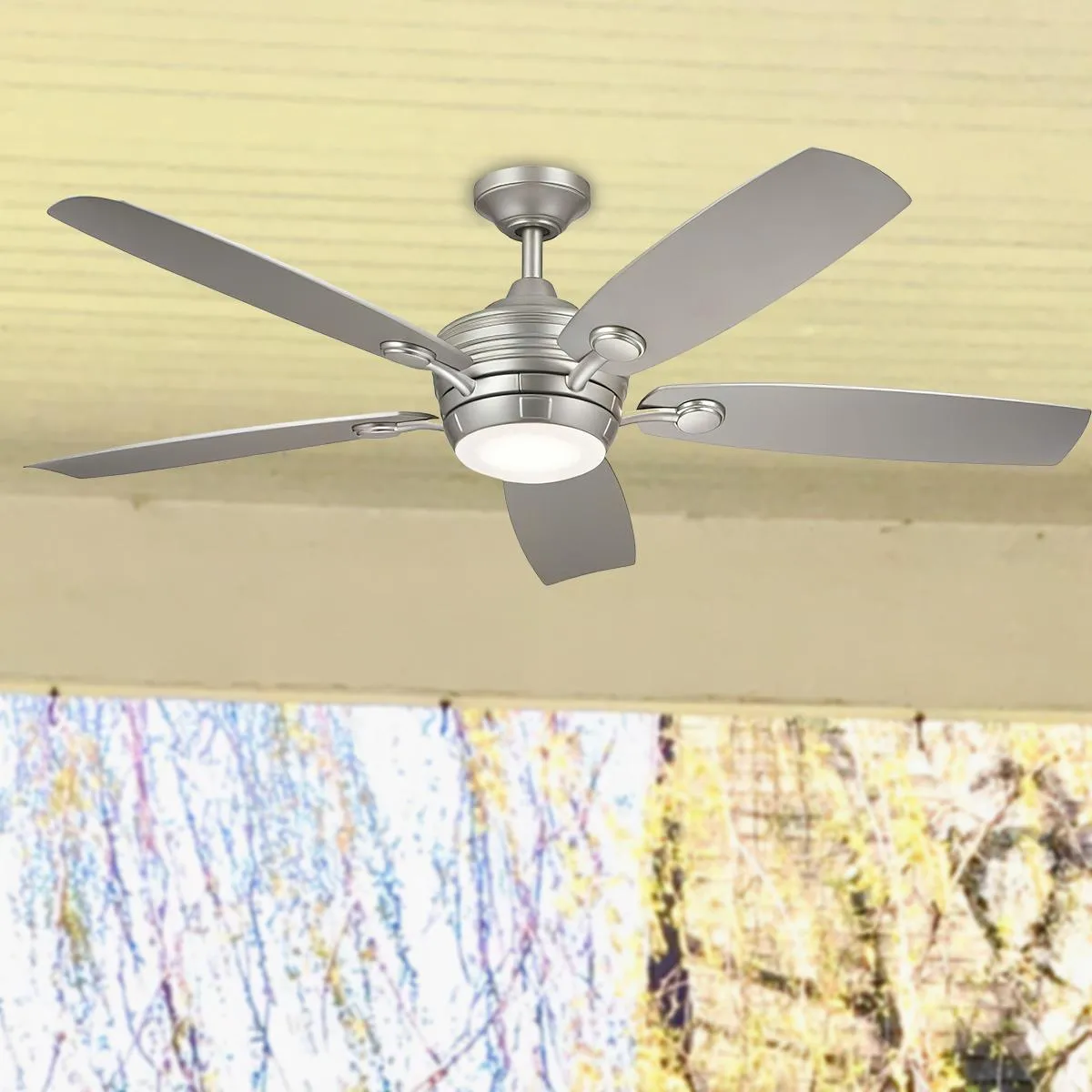 Tranquil Weather  56 Inch Brushed Nickel LED Wet Rated Ceiling Fan with Remote