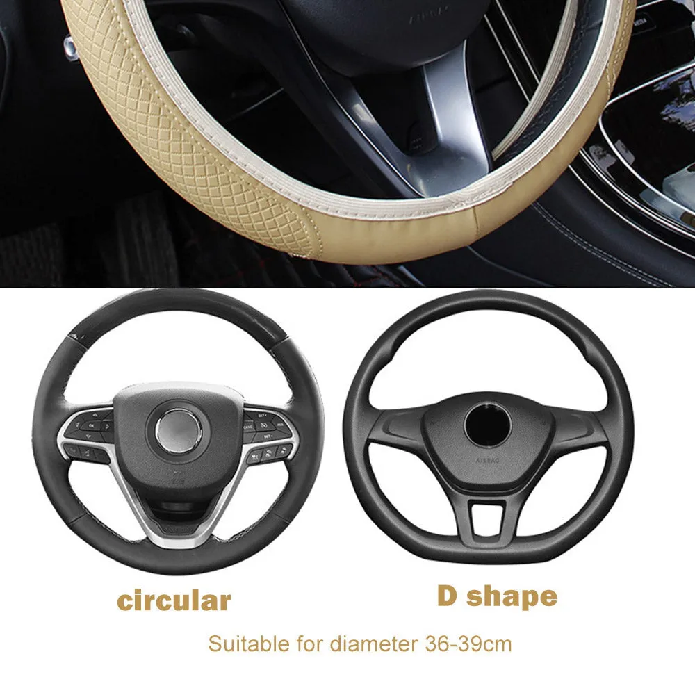 Universal Car Steering Wheel Cover Skidproof Auto Steering- Wheel Cover Anti-Slip Embossing Leather Car-styling Car Accessories