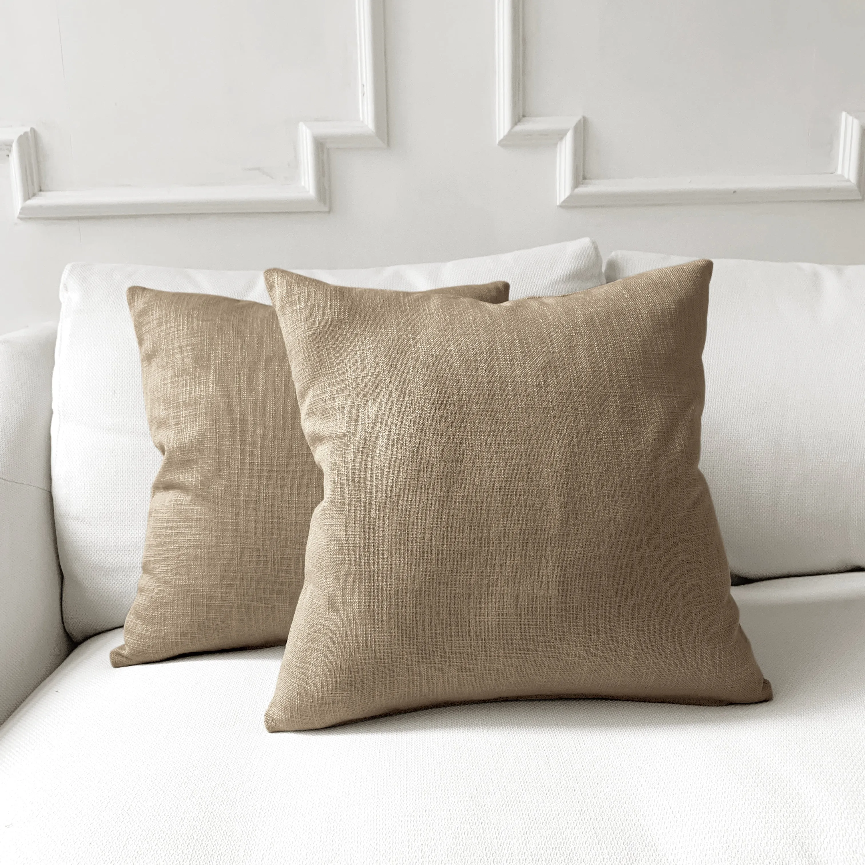 Wheat Textured Solid Throw Pillow Cover 20x20