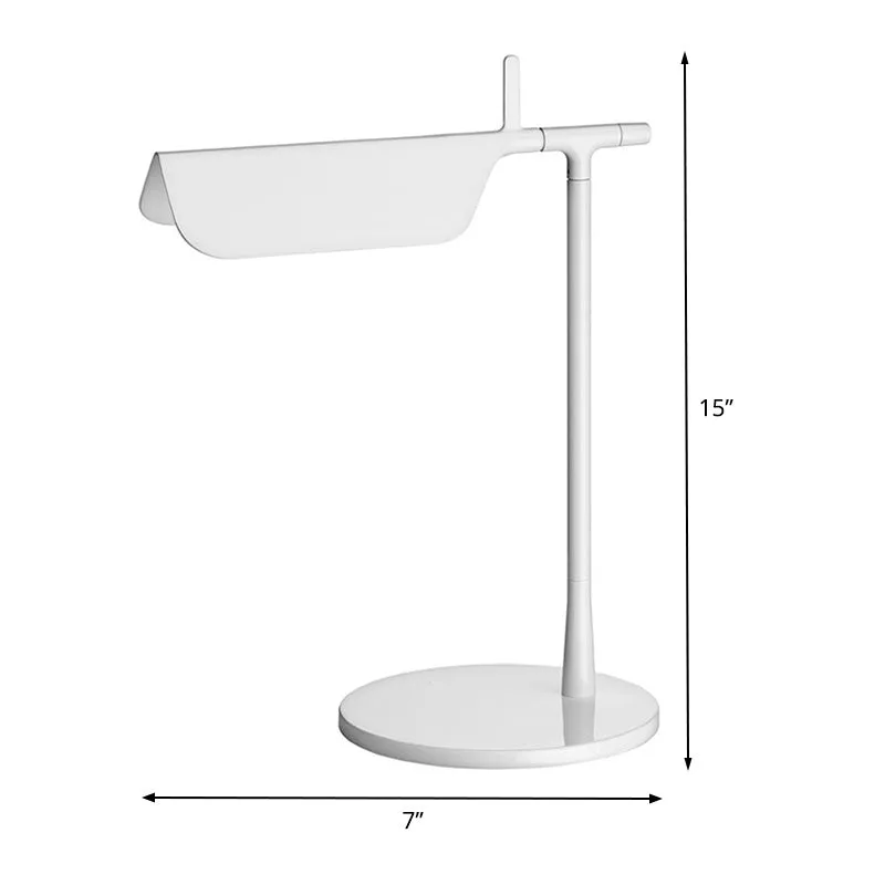 White Contemporary LED Desk Lamp for Bedroom – Sleek Triangular Metal Nightstand Light