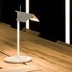 White Contemporary LED Desk Lamp for Bedroom – Sleek Triangular Metal Nightstand Light