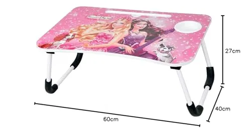 YOZONKY Wood Barbie Study Table For Baby Girls Online Study Laptop Table Foldable Portable Notebook Table Lap Desk Tray Stand,Reading Holder With Coffee Cup Slot For Breakfast,Reading&Movie Table